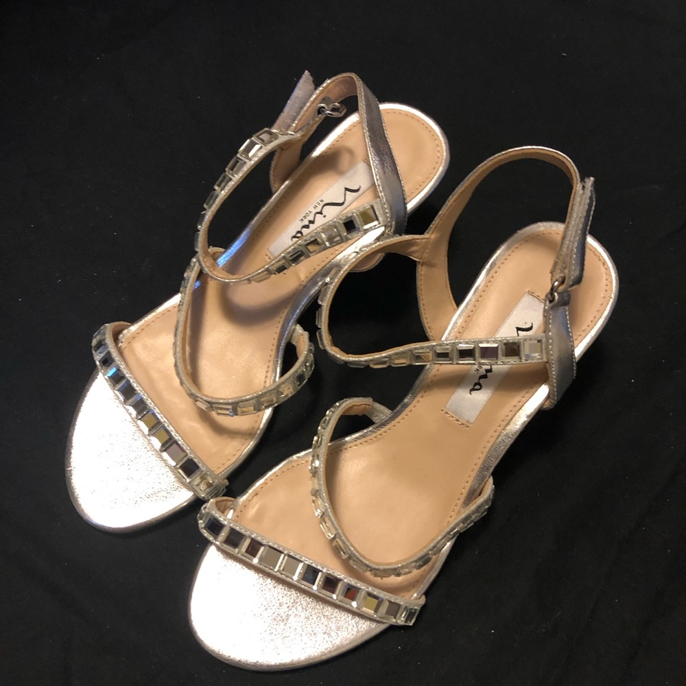 Nina Silver Metallic Wedge Pumps